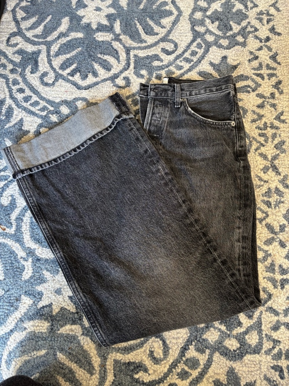 Agolde washed black high rise cuffed jeans
